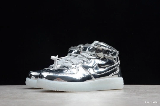 Mid Kids Metallic Force Air Nike 1 314197-8500 WB Silver 1219